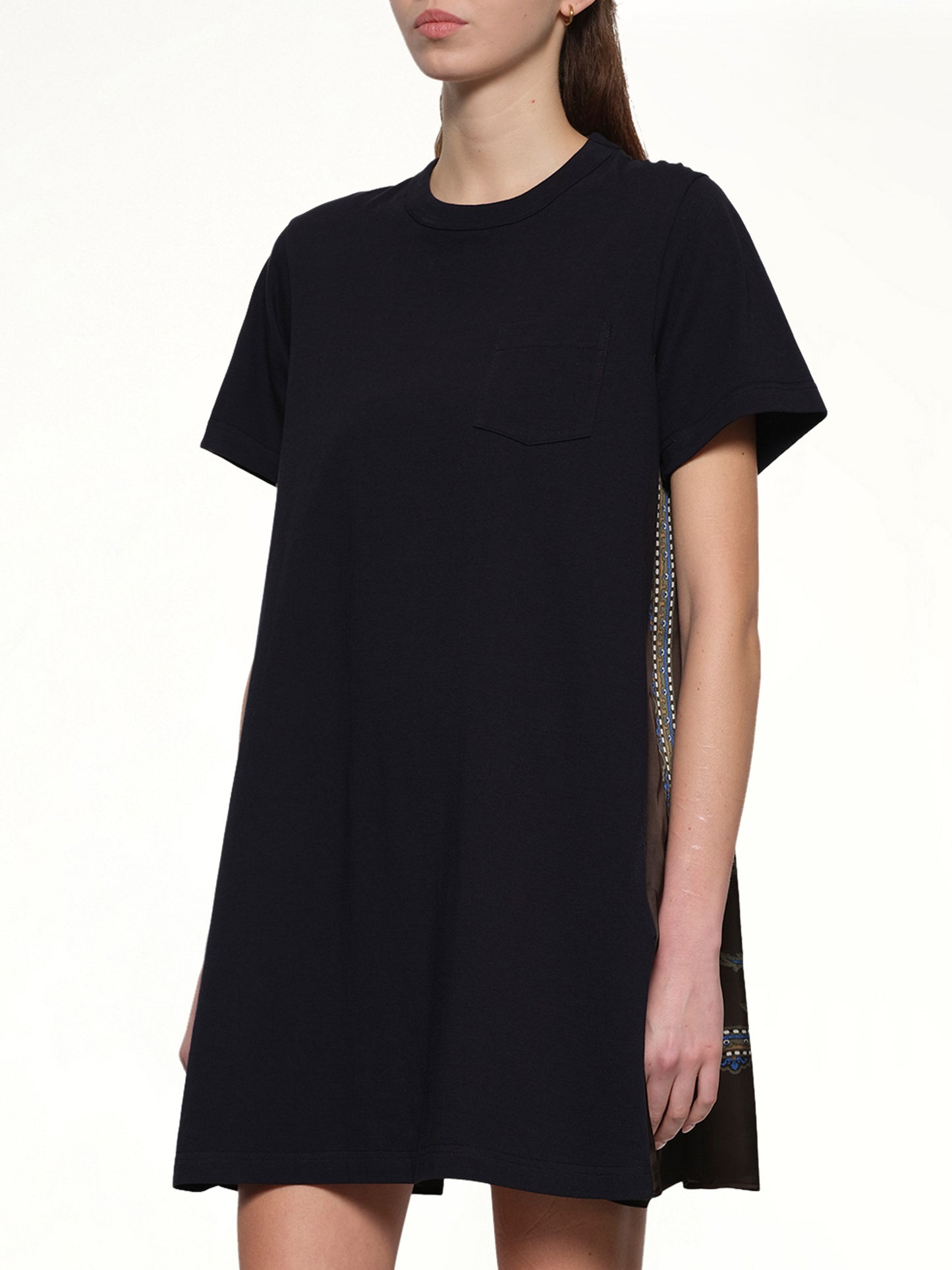 Paisley Print x Cotton Jersey Dress in Navy/Khaki