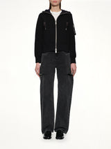 Sponge Sweat Nylon Twill Hoodie in Black
