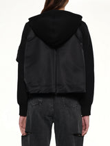 Sponge Sweat Nylon Twill Hoodie in Black