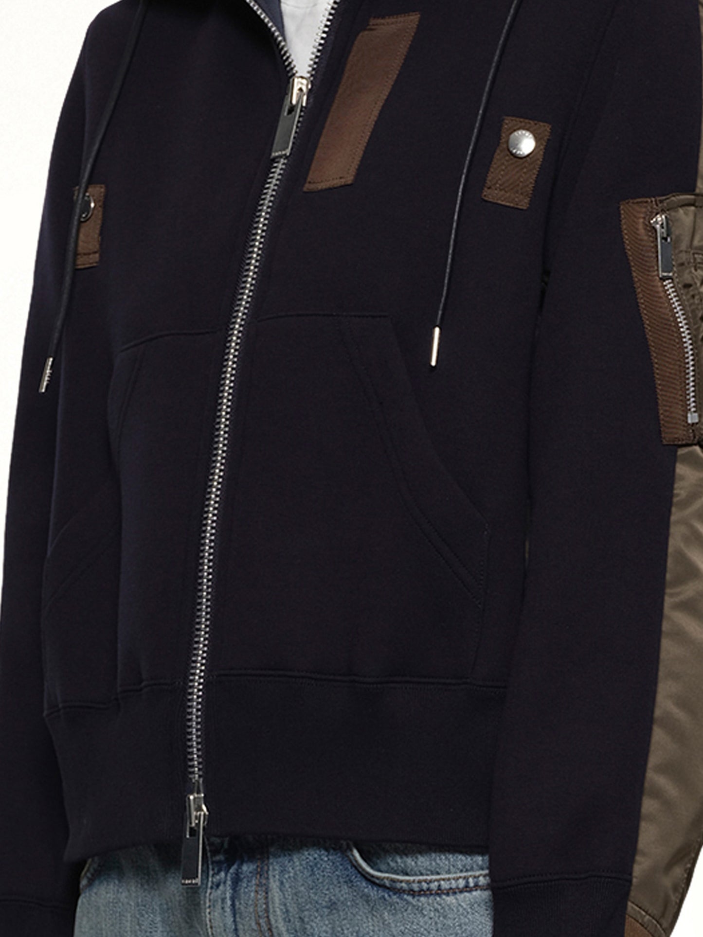 Sponge x Nylon Twill Hoodie in Navy/Dark Khaki