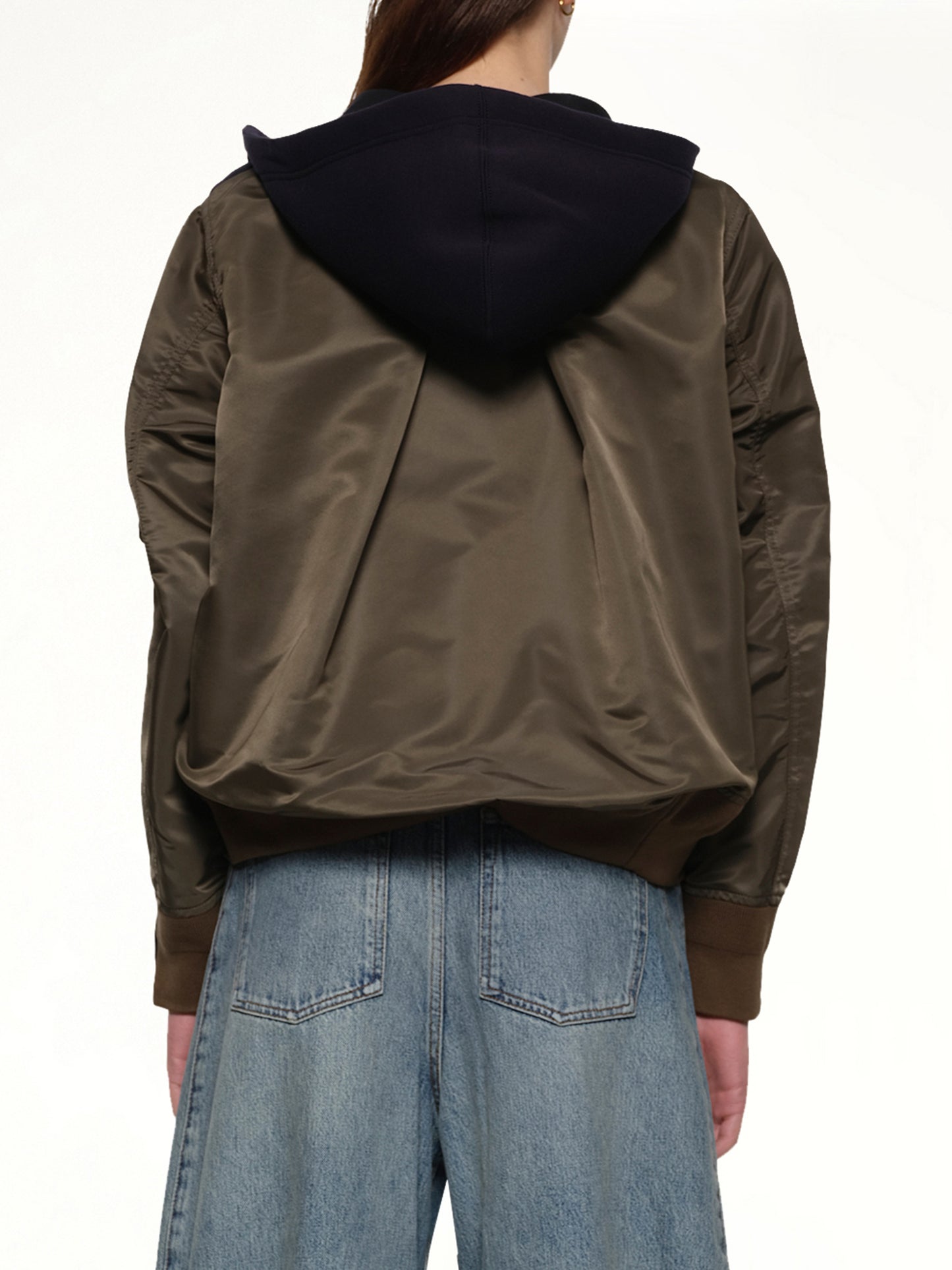 Sponge x Nylon Twill Hoodie in Navy/Dark Khaki