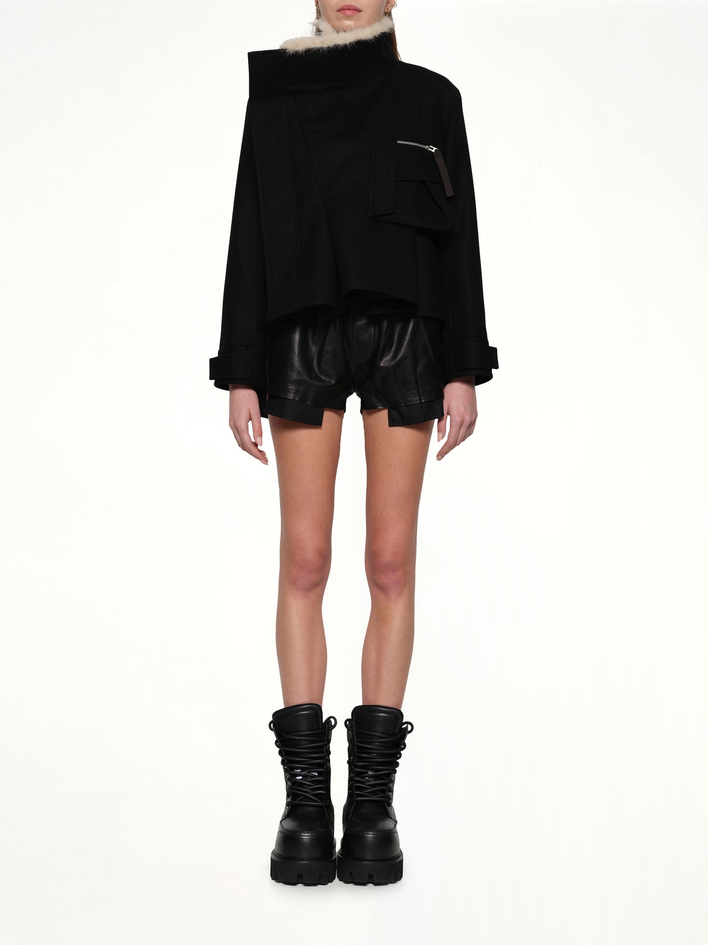 Wool Melton Blouson in Black