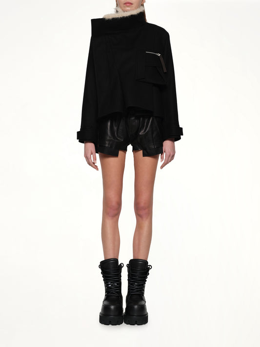 Wool Melton Blouson in Black