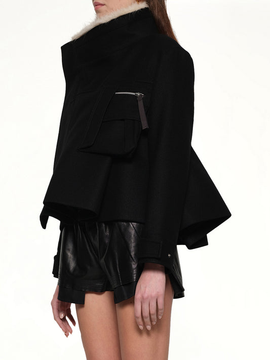 Wool Melton Blouson in Black