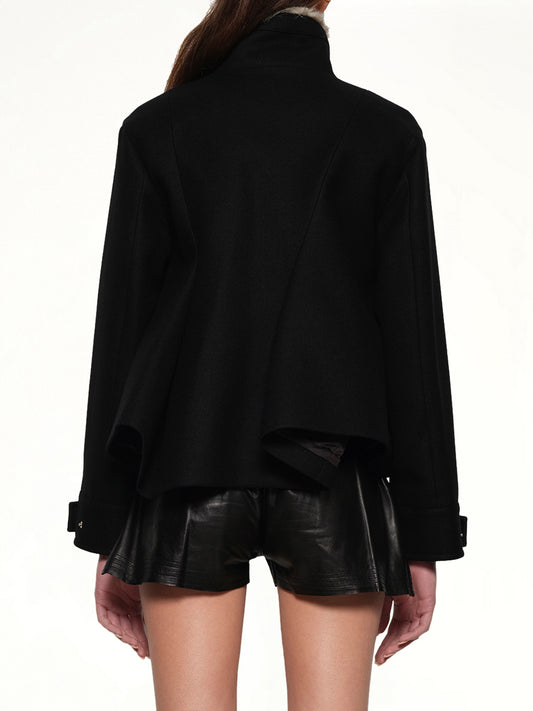 Wool Melton Blouson in Black