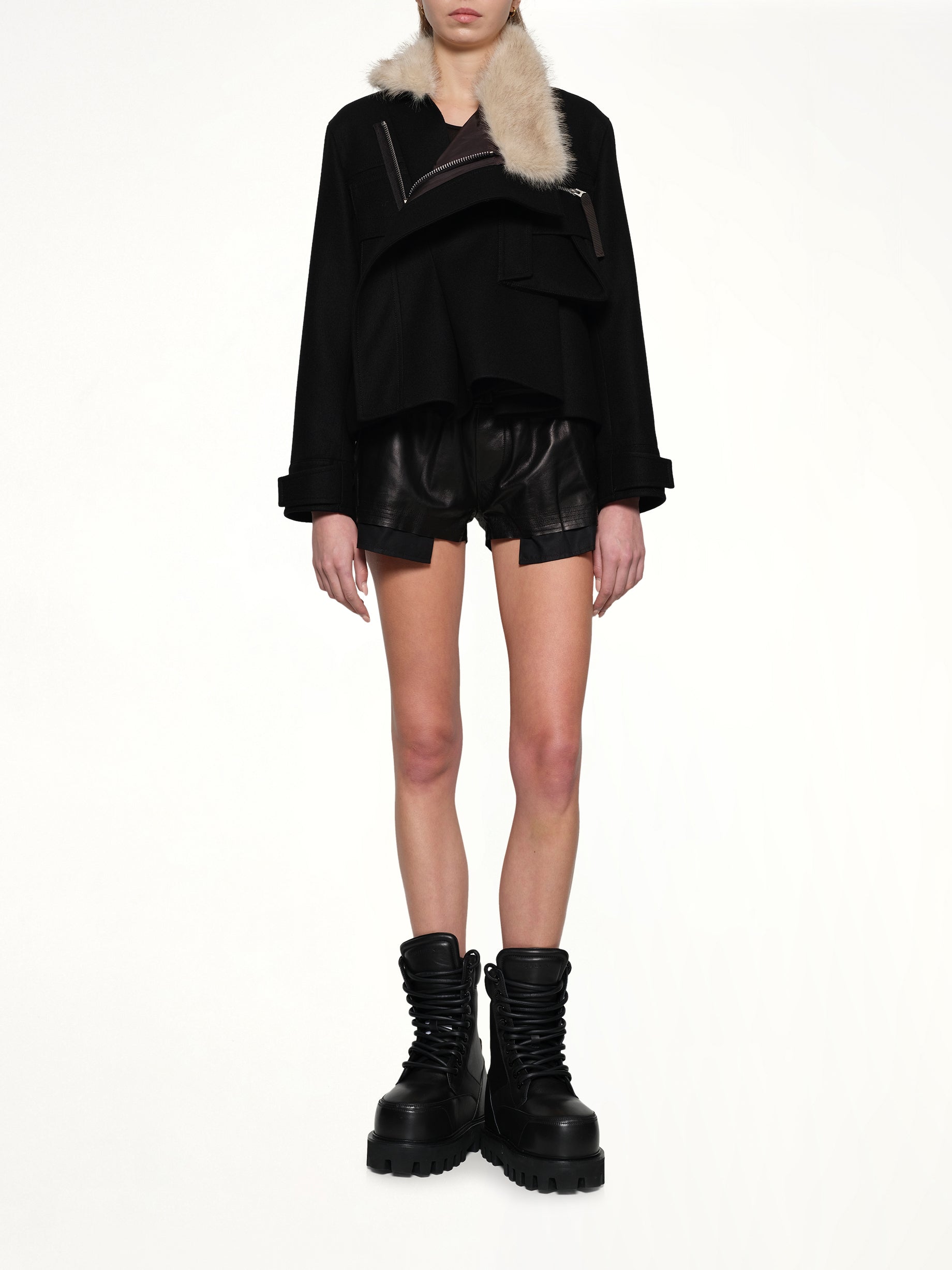 Wool Melton Blouson in Black