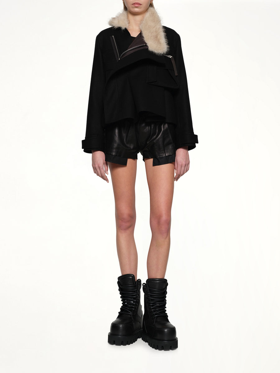 Wool Melton Blouson in Black