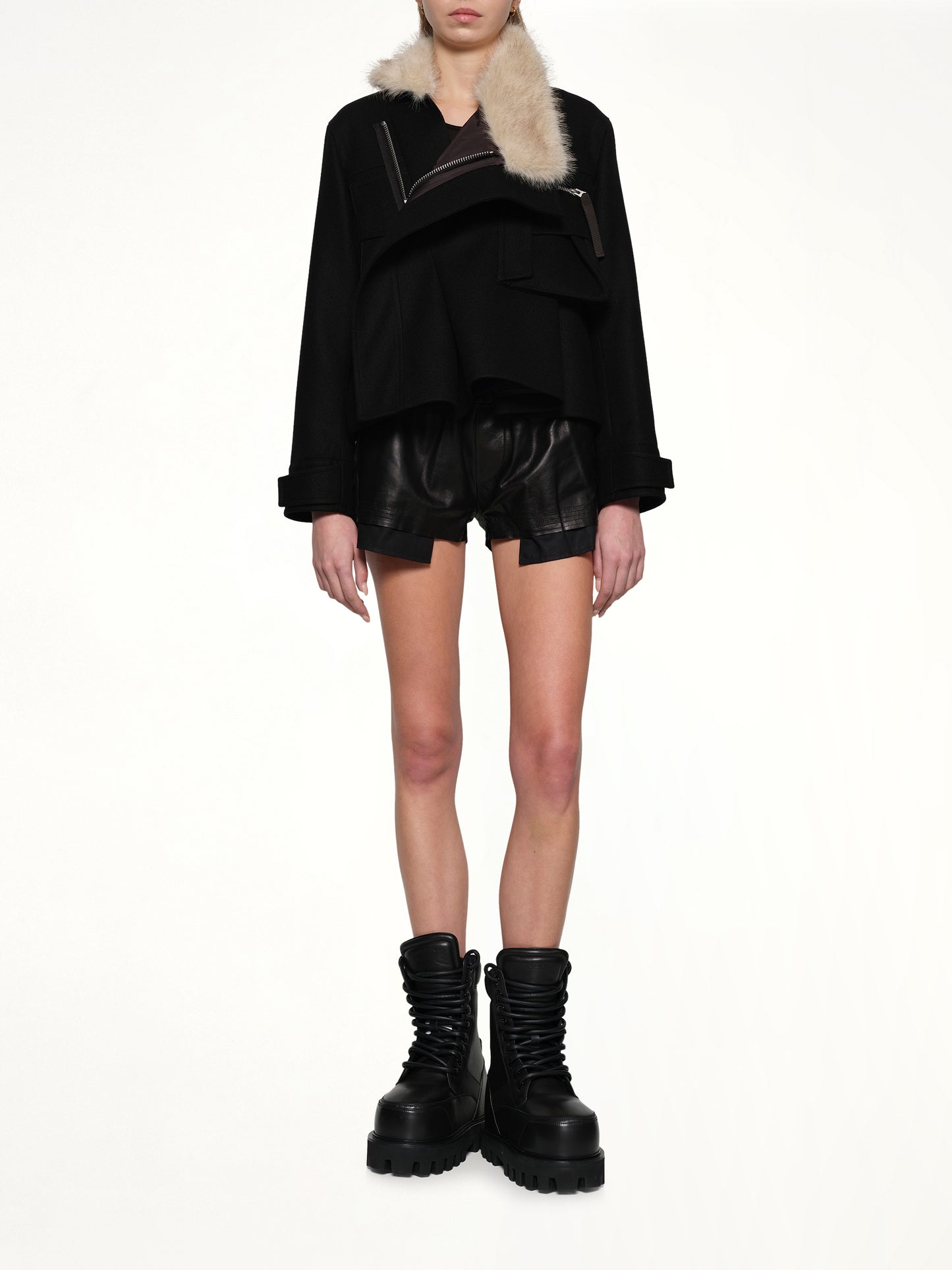 Wool Melton Blouson in Black