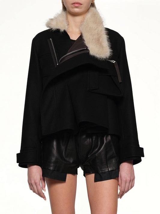 Wool Melton Blouson in Black