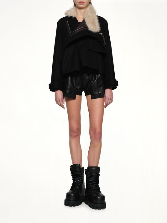 Wool Melton Blouson in Black