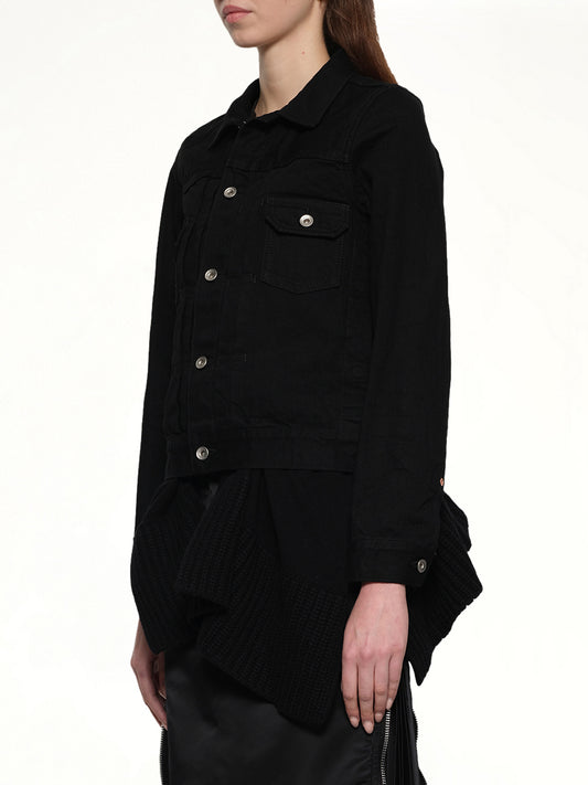 Denim x Wool Knit Jacket in Black
