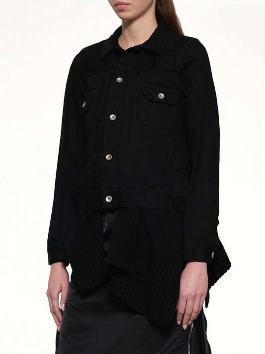 Denim x Wool Knit Jacket in Black