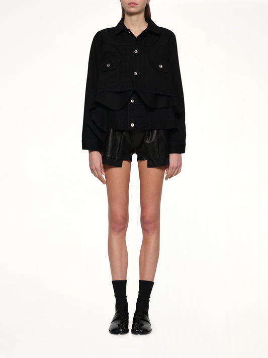 Denim x Wool Melton Jacket in Black