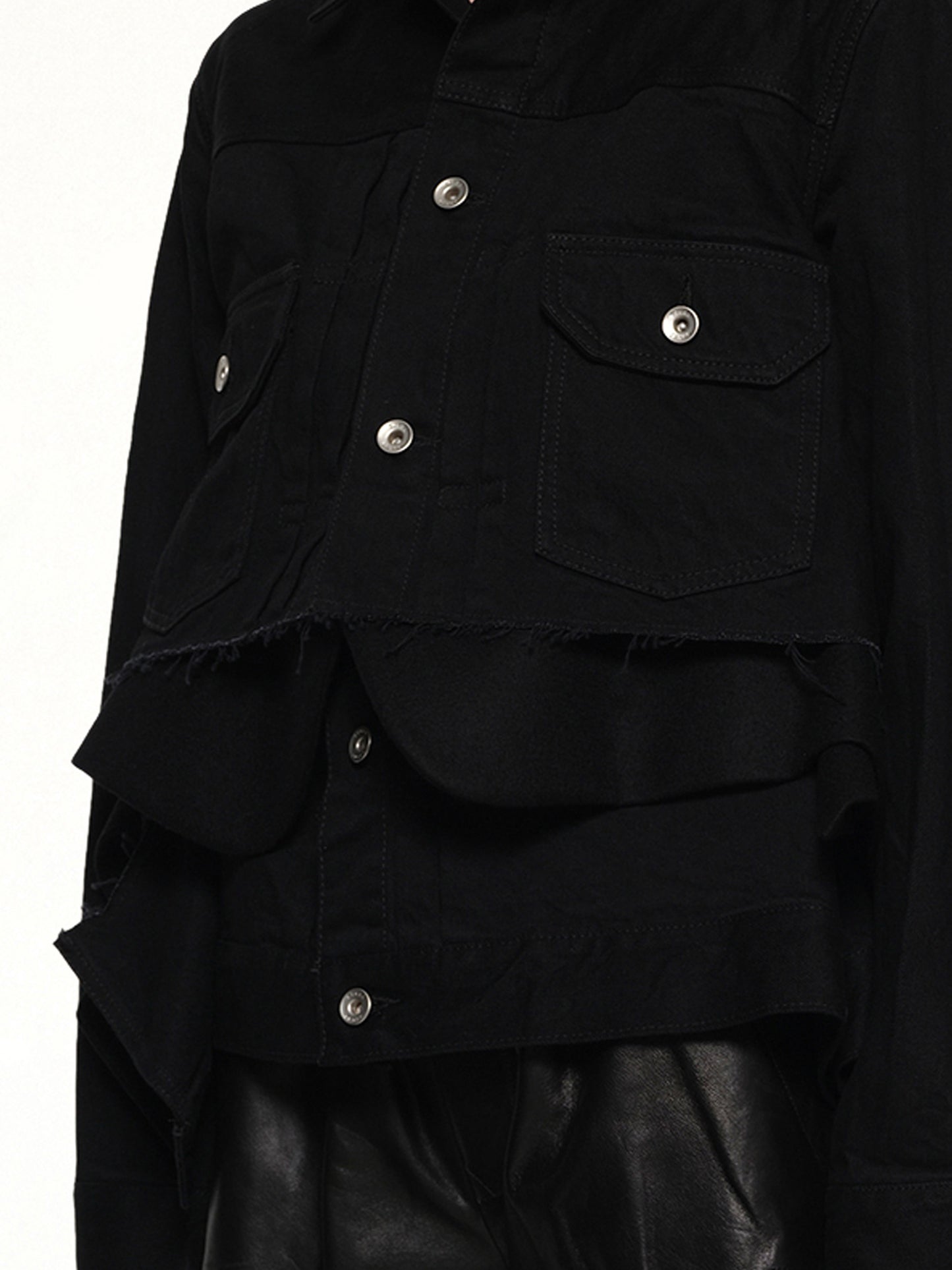 Denim x Wool Melton Jacket in Black
