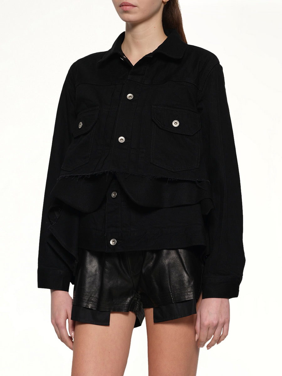 Denim x Wool Melton Jacket in Black