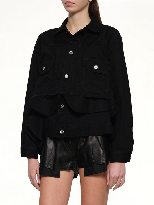 Denim x Wool Melton Jacket in Black