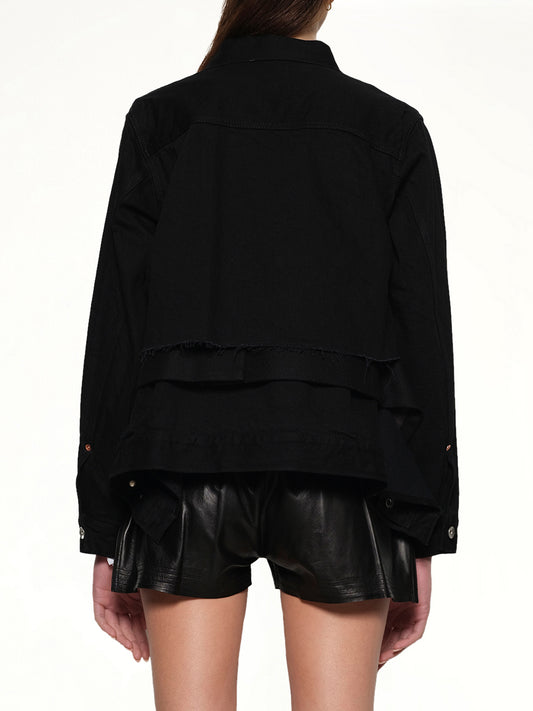 Denim x Wool Melton Jacket in Black