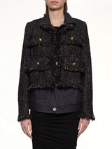 Denim x Tweed Jacket in Navy/Indigo