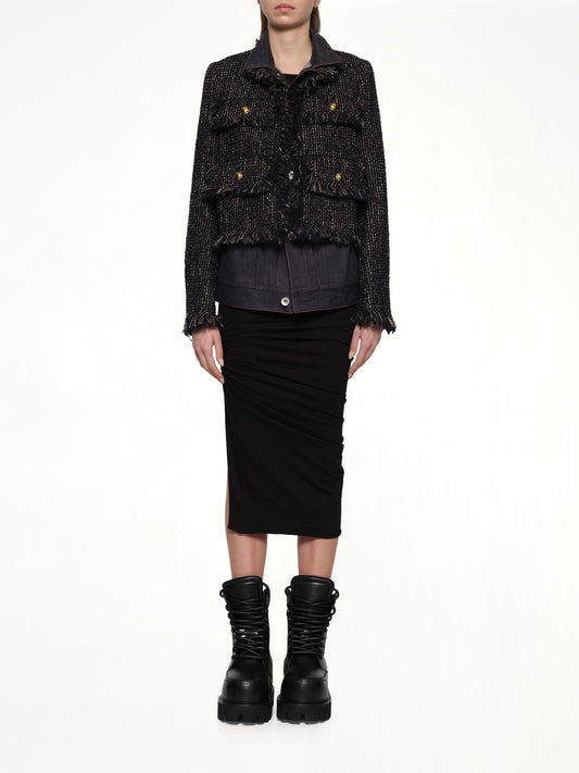 Denim x Tweed Jacket in Navy/Indigo