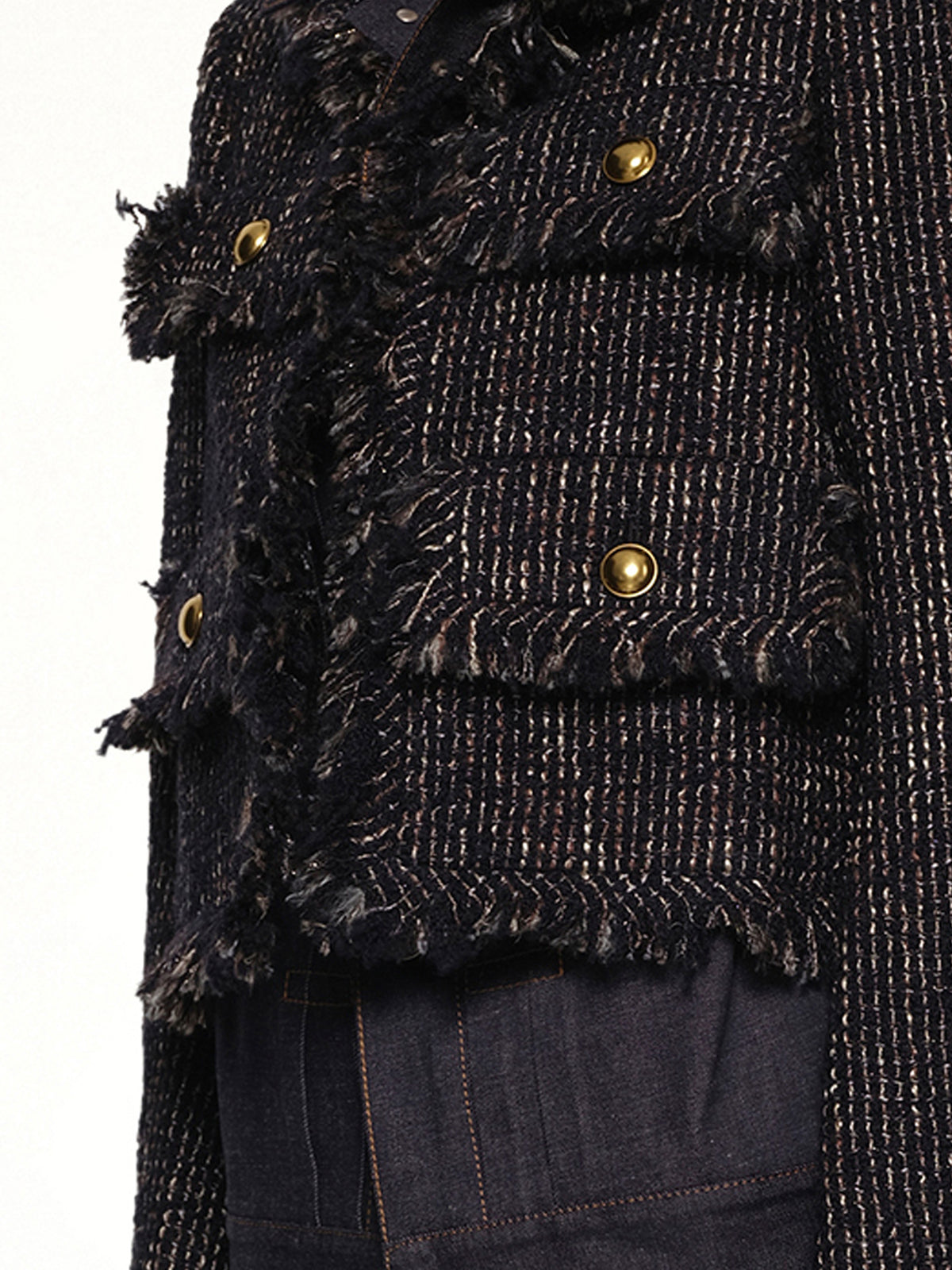 Denim x Tweed Jacket in Navy/Indigo