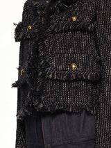 Denim x Tweed Jacket in Navy/Indigo