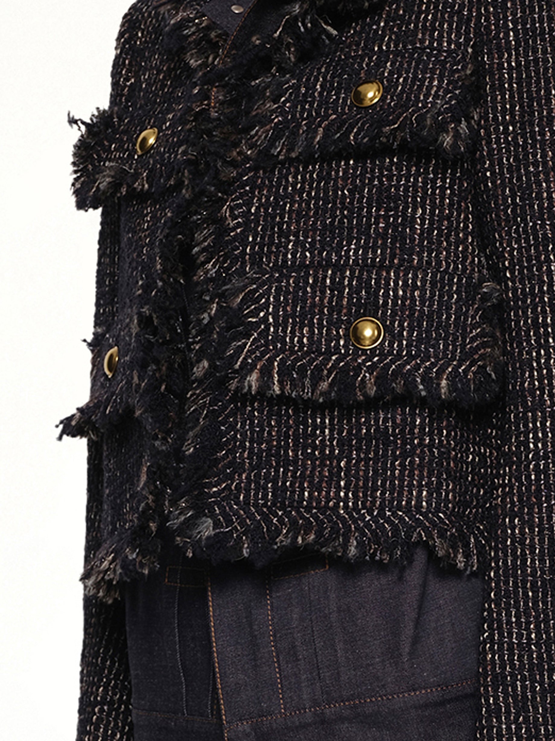 Denim x Tweed Jacket in Navy/Indigo