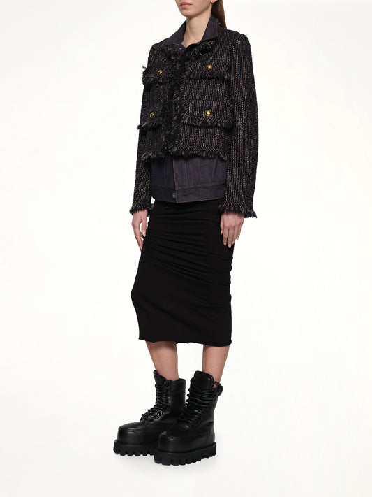 Denim x Tweed Jacket in Navy/Indigo