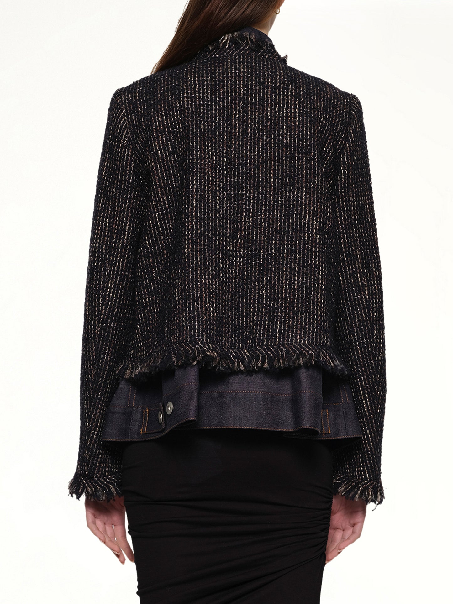 Denim x Tweed Jacket in Navy/Indigo