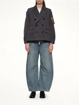 Stripe Doeskin x Nylon Twill Jacket in Gray/Dark Khaki