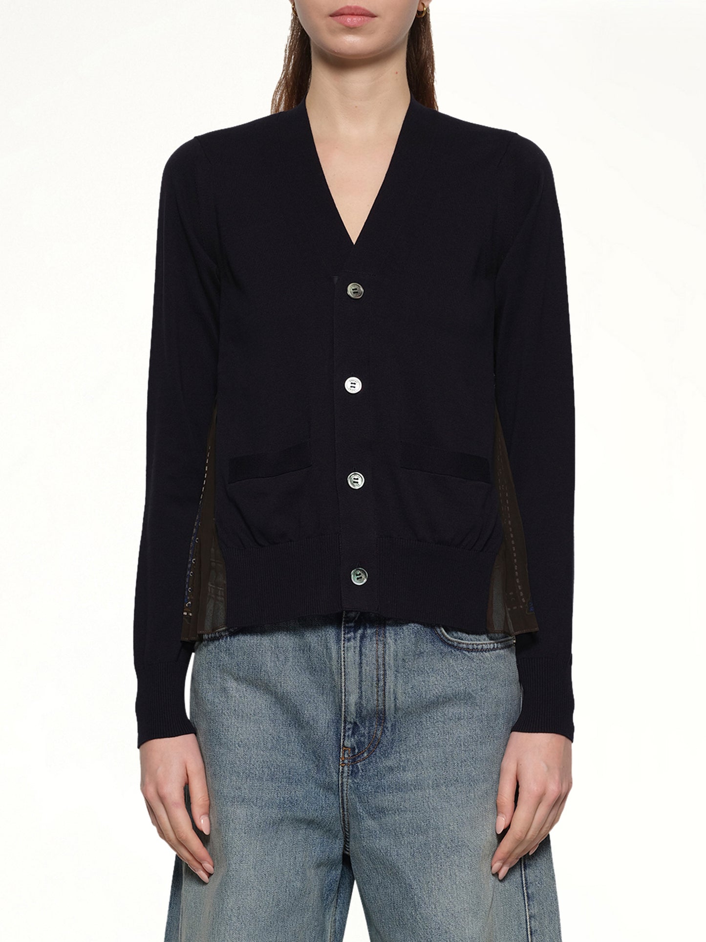 Paisley Print x Cotton Knit Cardigan in Brown/Khaki