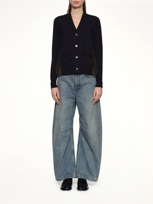 Paisley Print x Cotton Knit Cardigan in Brown/Khaki