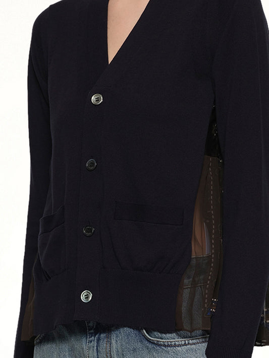 Paisley Print x Cotton Knit Cardigan in Brown/Khaki