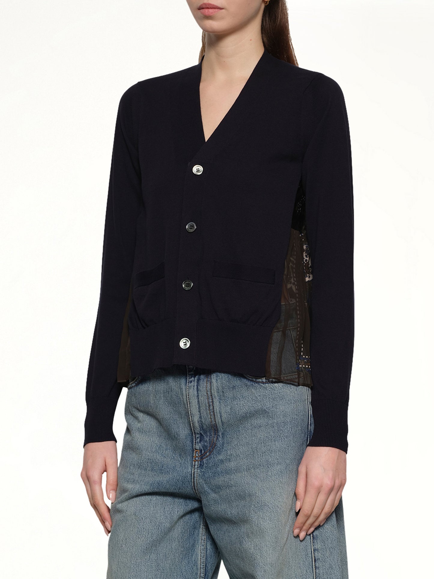 Paisley Print x Cotton Knit Cardigan in Brown/Khaki