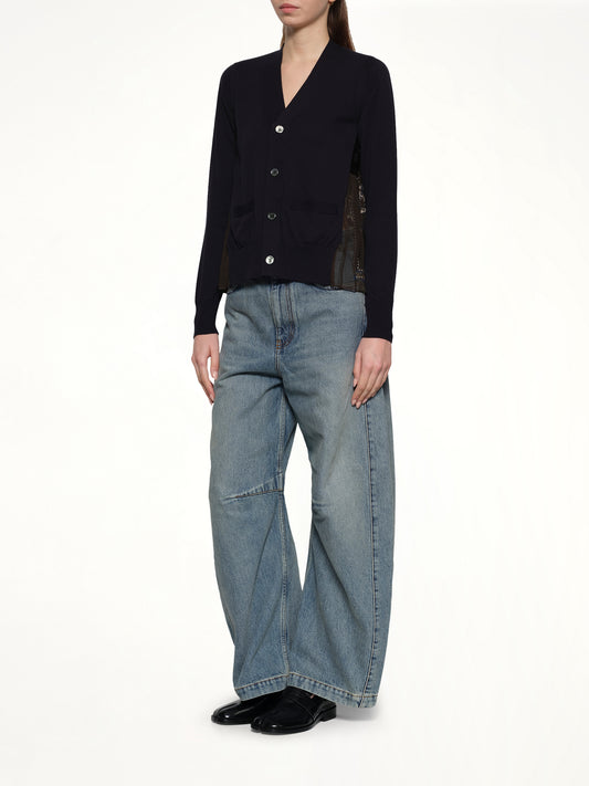 Paisley Print x Cotton Knit Cardigan in Brown/Khaki