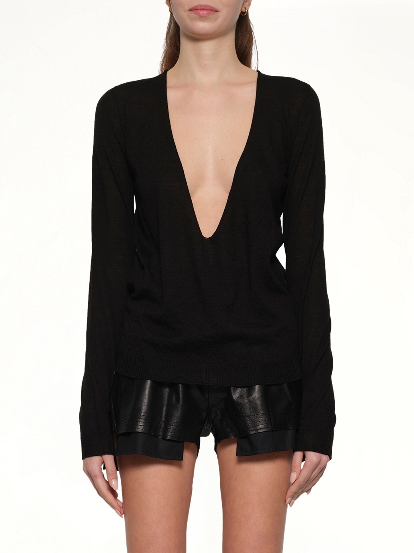Extreme V Neck Pull in Black