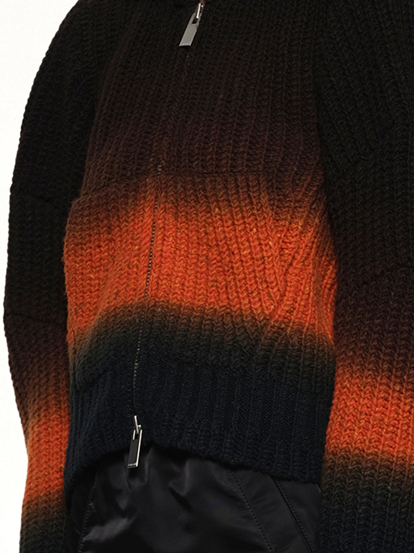 Garment Dye Wool Knit Blouson in Brown