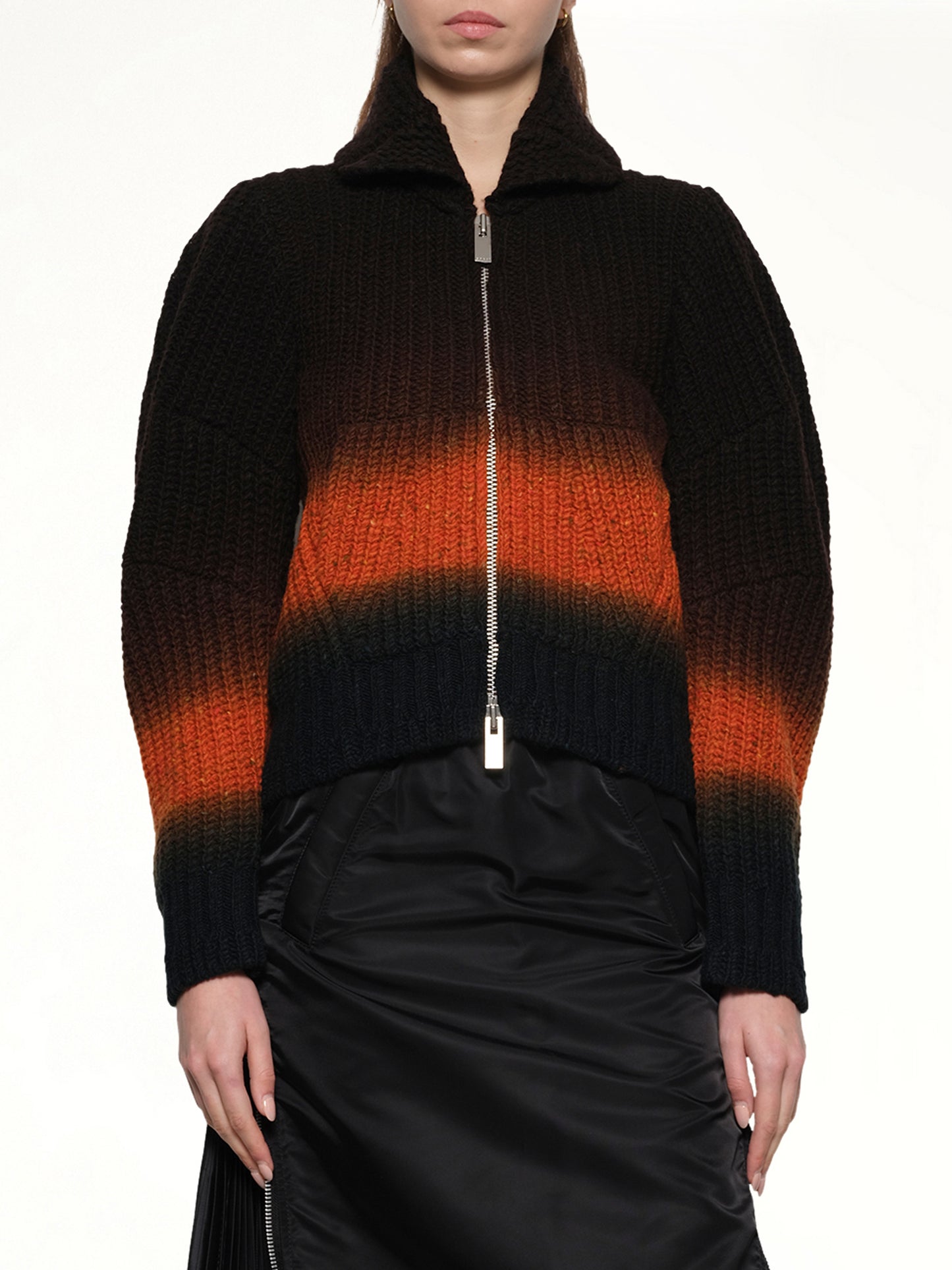 Garment Dye Wool Knit Blouson in Brown