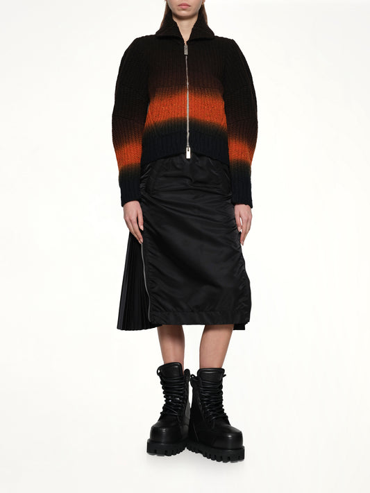 Garment Dye Wool Knit Blouson in Brown