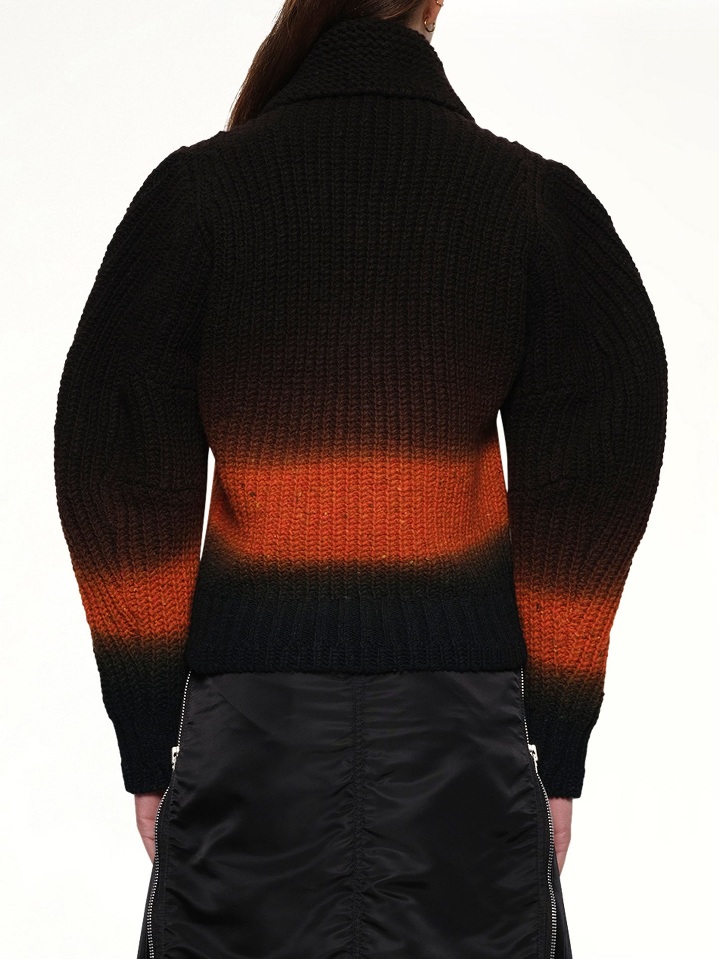 Garment Dye Wool Knit Blouson in Brown