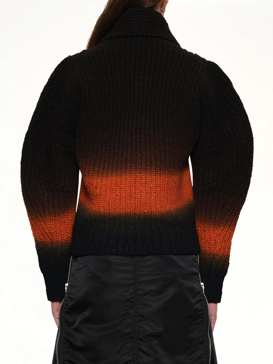 Garment Dye Wool Knit Blouson in Brown