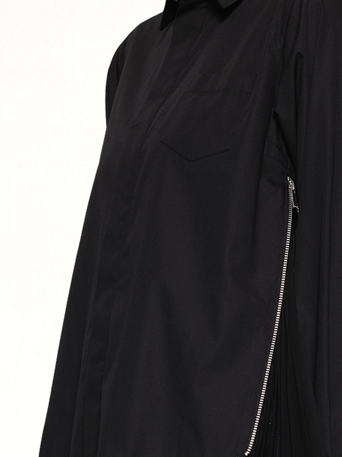 Poplin x Chiffon Shirt in Black