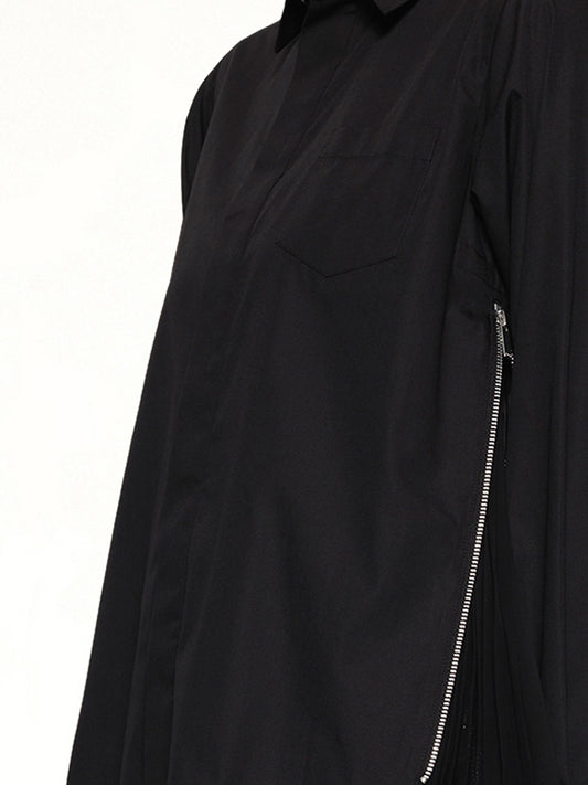 Poplin x Chiffon Shirt in Black
