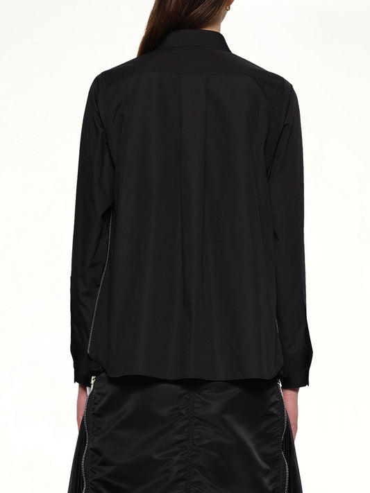 Poplin x Chiffon Shirt in Black