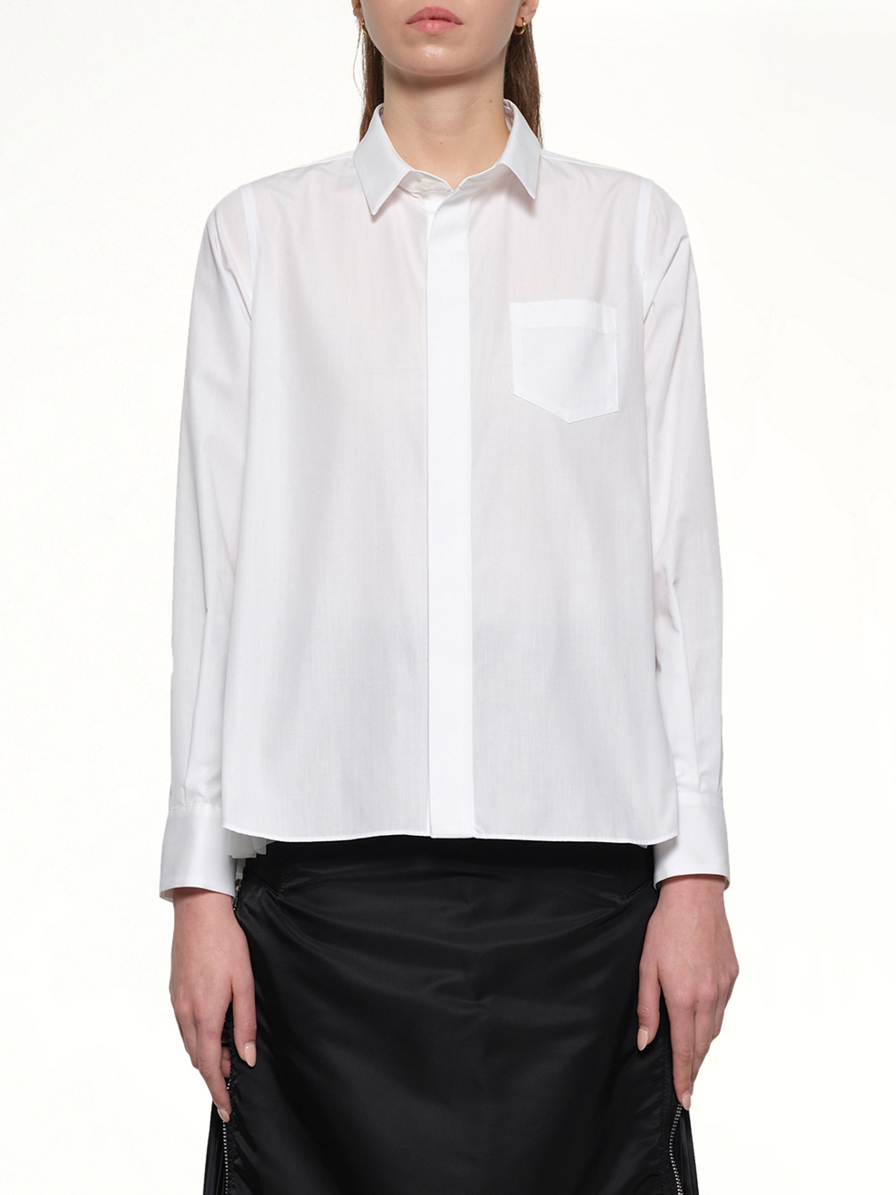Poplin x Chiffon Shirt in Off White