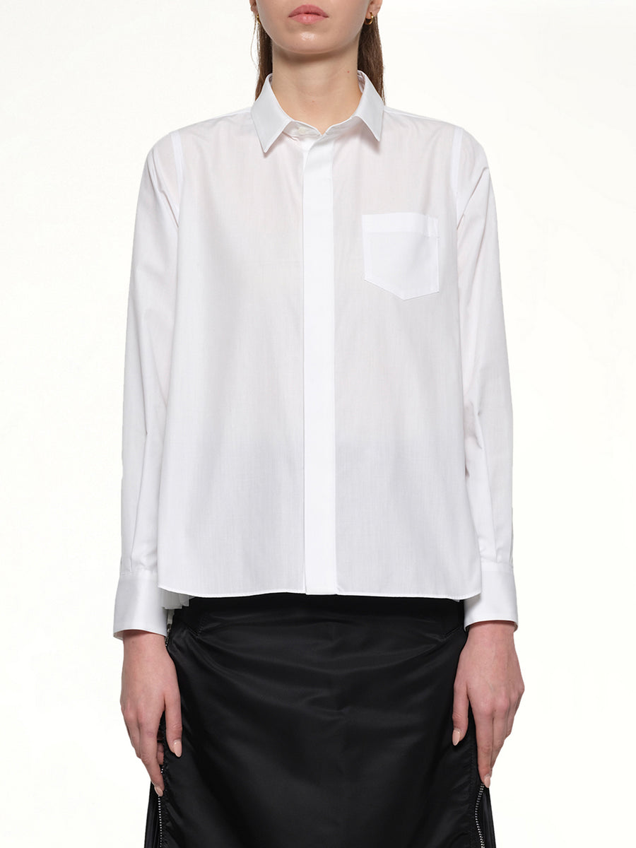 Poplin x Chiffon Shirt in Off White