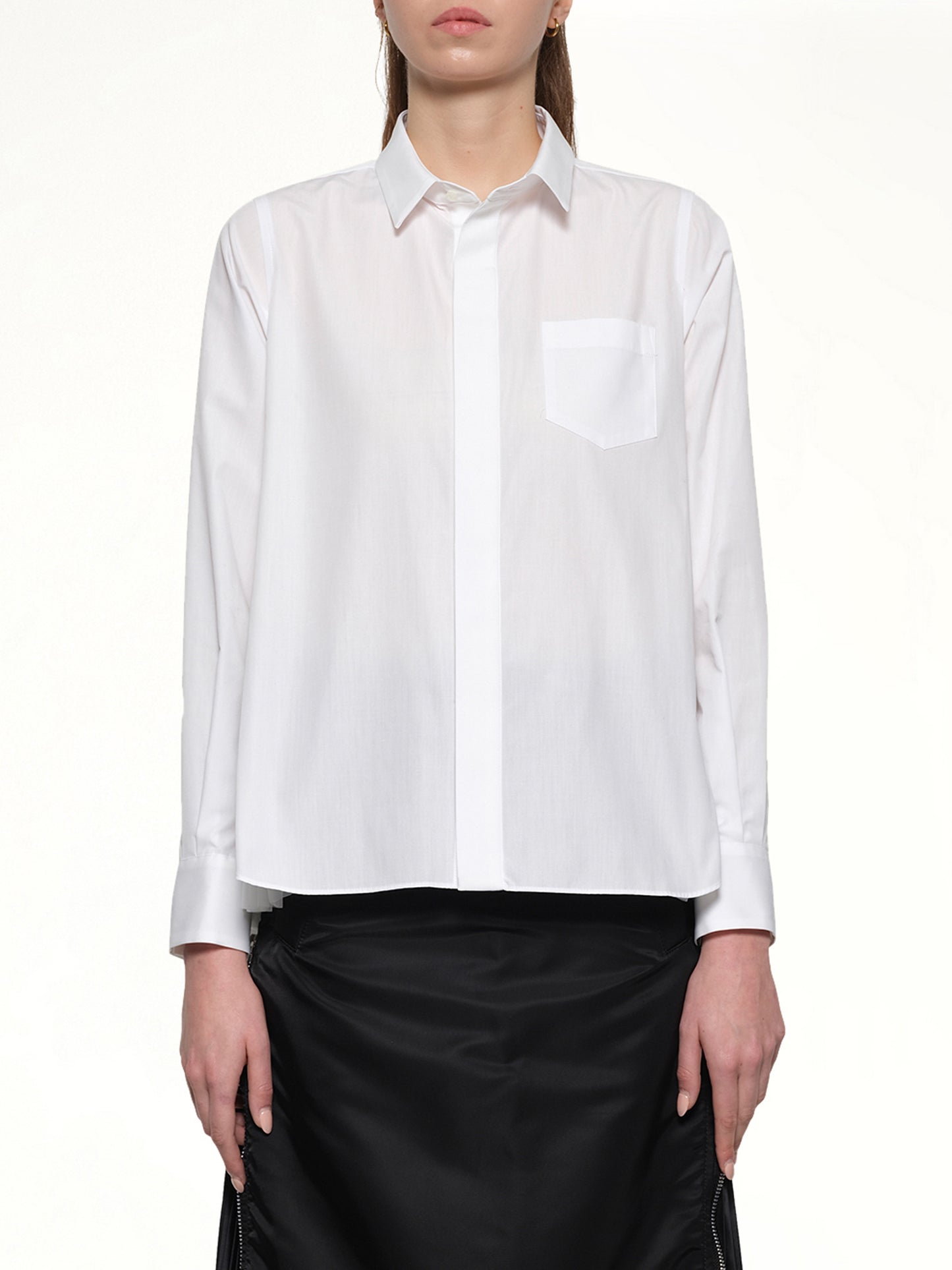 Poplin x Chiffon Shirt in Off White