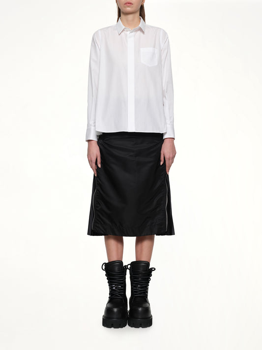 Poplin x Chiffon Shirt in Off White