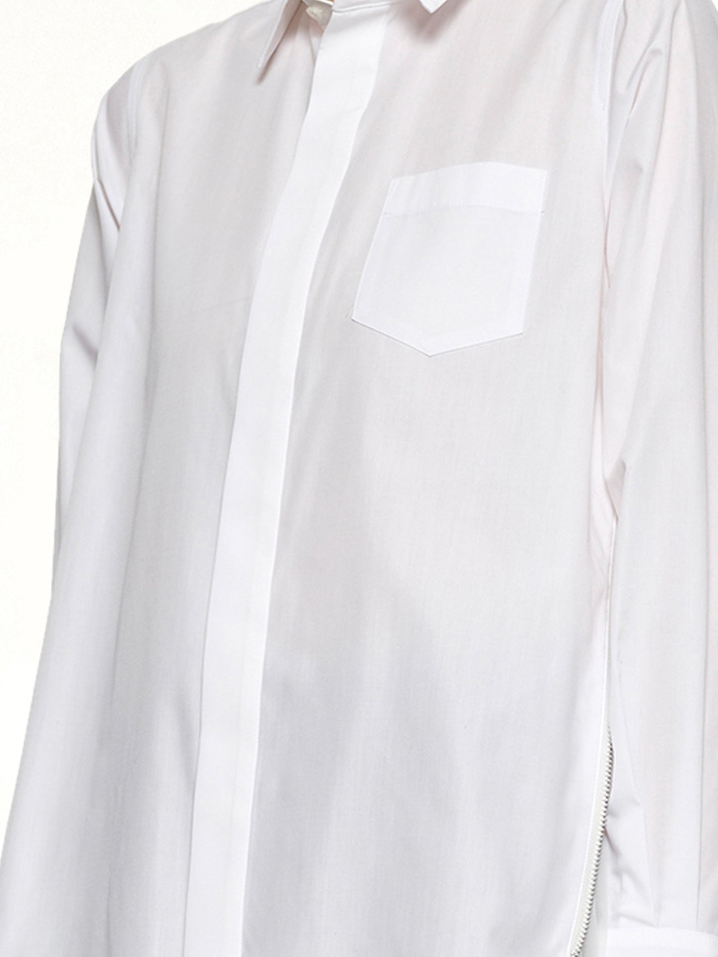 Poplin x Chiffon Shirt in Off White