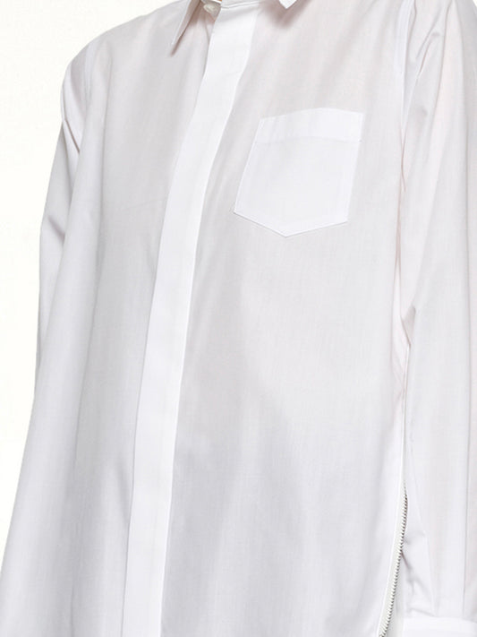 Poplin x Chiffon Shirt in Off White