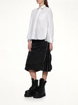 Poplin x Chiffon Shirt in Off White